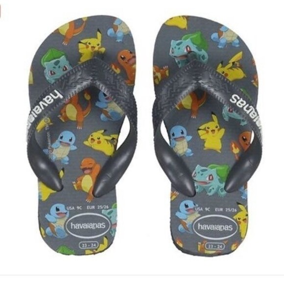 Havaianas Flip Flops Pikachu Pokemon Kids Flip Flop Shoes Sandals Blue 9c A1 - Picture 1 of 7